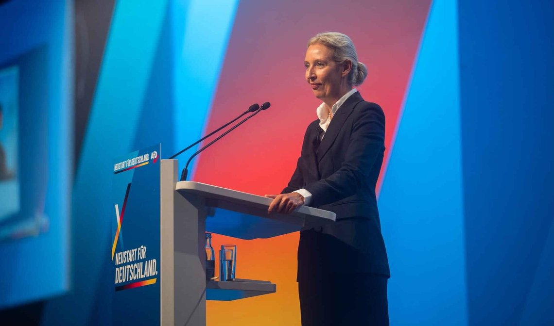 Alice Weidel addresses the AfD national conference in Erfurt on 4 July 2026. Photo: Alice Weidel’s Facebook. Alice Weidel addresses the AfD national conference in Erfurt on 4 July 2026. Photo: Alice Weidel’s Facebook.
