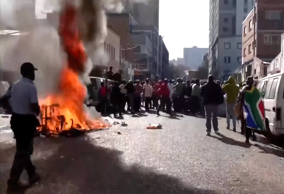 Anti-immigration protests have swept South Africa in recent months. Video still. Anti-immigration protests have swept South Africa in recent months. Video still.