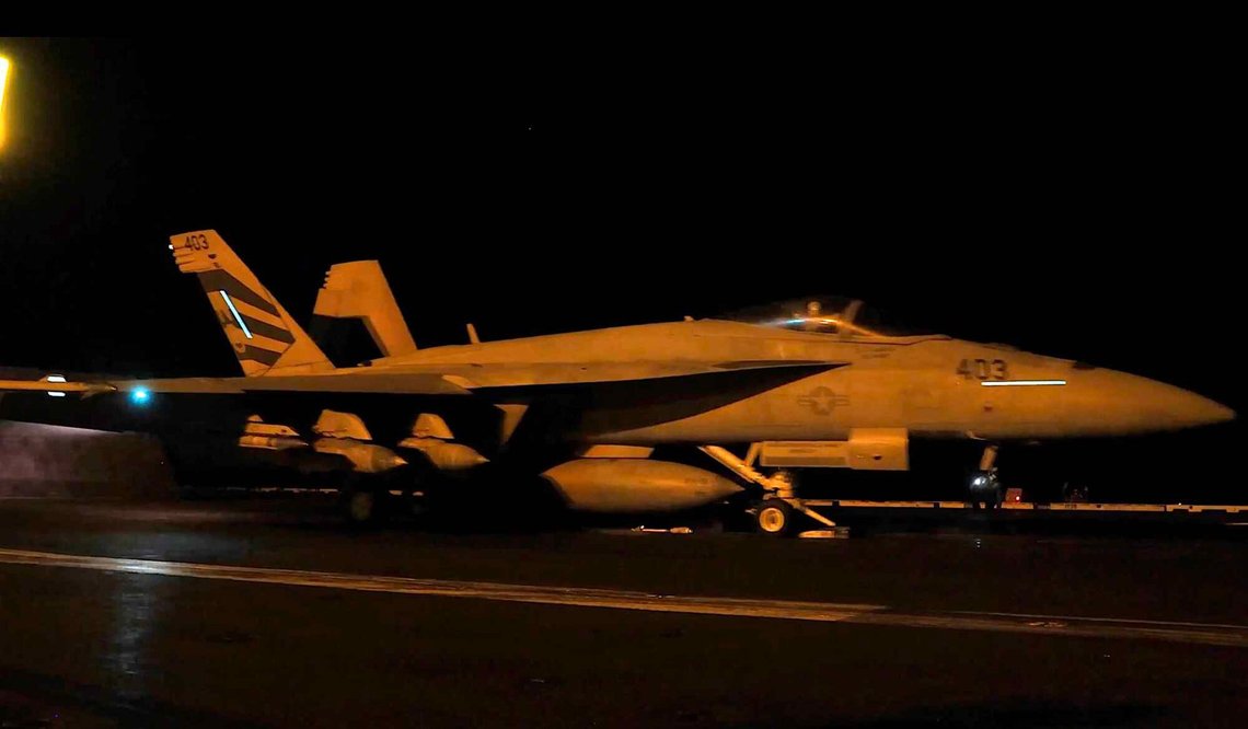 One of the US fighter jets used in the attacks on Iran, preparing to take off from a US aircraft carrier. Still: U.S. Central Command / X. One of the US fighter jets used in the attacks on Iran, preparing to take off from a US aircraft carrier. Still: U.S. Central Command / X.