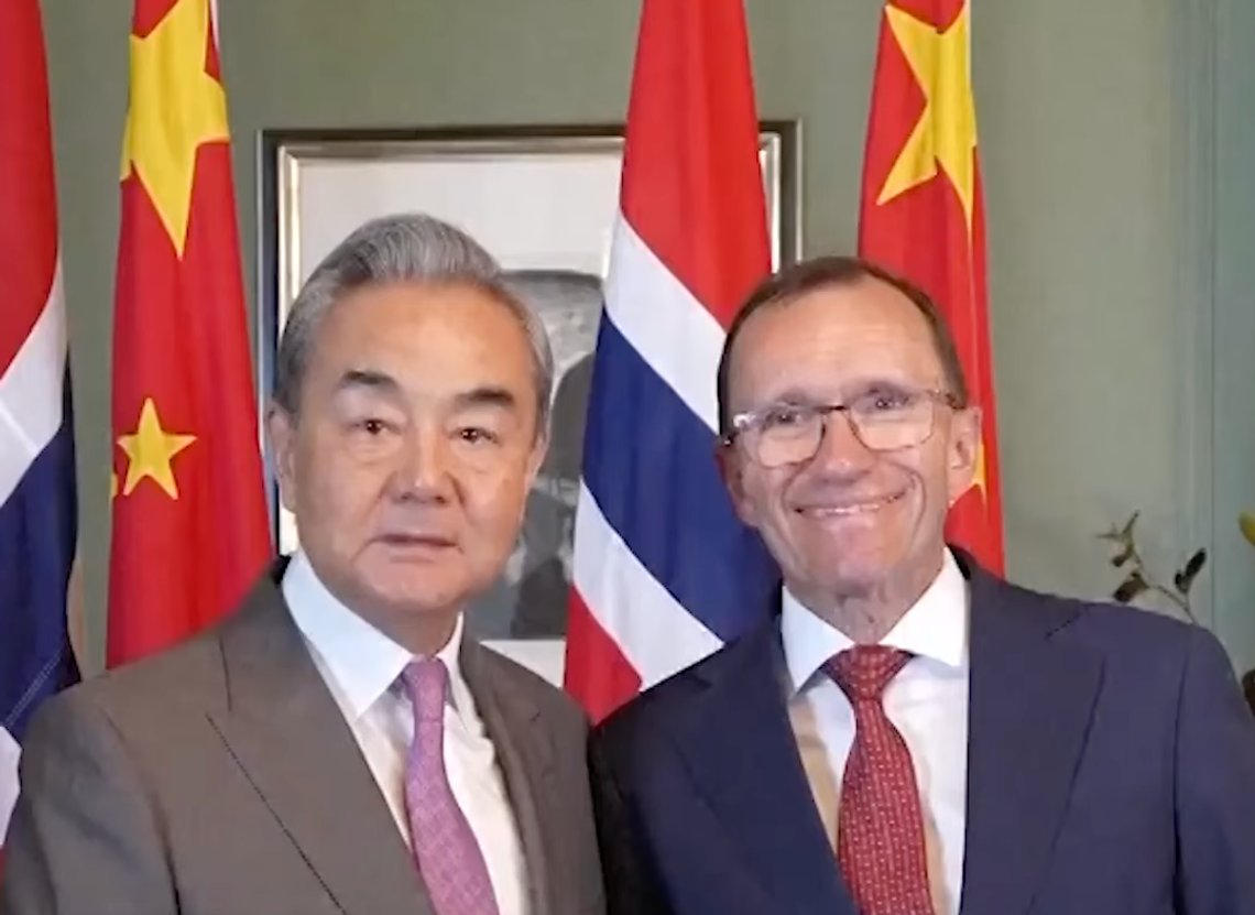Oslo, 6 July 2026. Chinese Foreign Minister Wang Yi meets Prime Minister Jonas Gahr Støre (Labour Party) and Foreign Minister Espen Barth Eide (pictured - Labour Party) at the Prime Minister's official residence in Oslo. Video still. Oslo, 6 July 2026. Chinese Foreign Minister Wang Yi meets Prime Minister Jonas Gahr Støre (Labour Party) and Foreign Minister Espen Barth Eide (pictured - Labour Party) at the Prime Minister's official residence in Oslo. Video still.