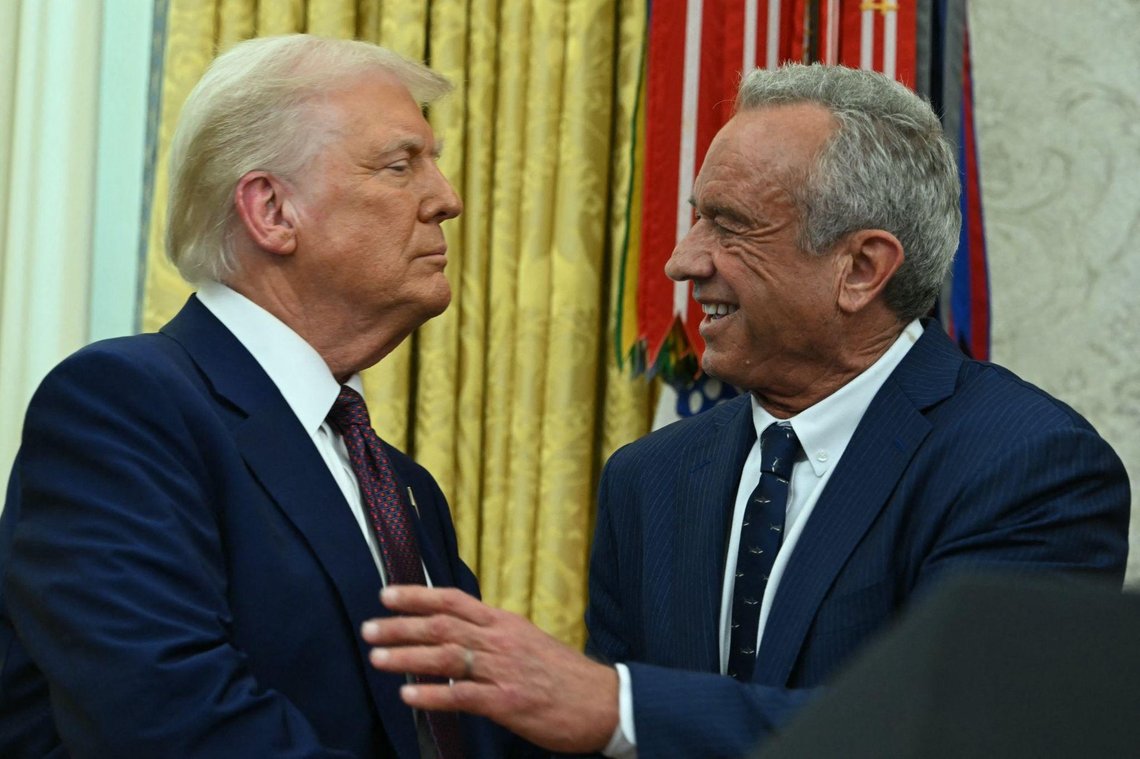 U.S. President Donald Trump greets Health and Human Services Secretary Robert F. Kennedy Jr. Credit: Official White House photo. U.S. President Donald Trump greets Health and Human Services Secretary Robert F. Kennedy Jr. Credit: Official White House photo.