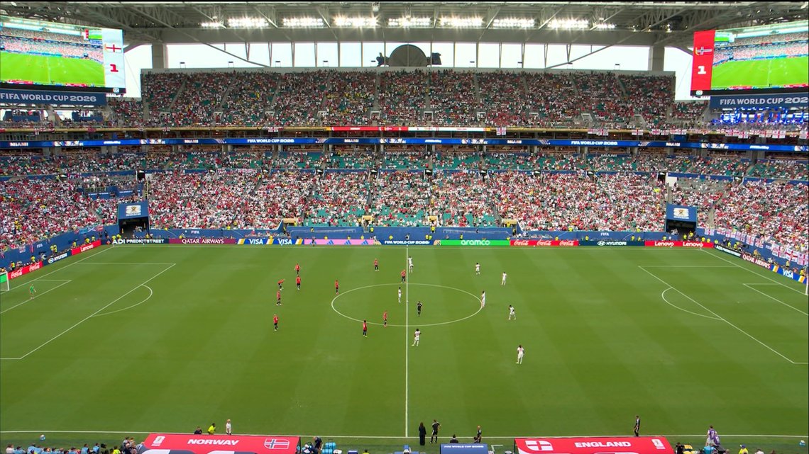 Norway face England in Miami World Cup quarterfinal Norway and England players during the 2026 FIFA World Cup quarterfinal at Miami Stadium.