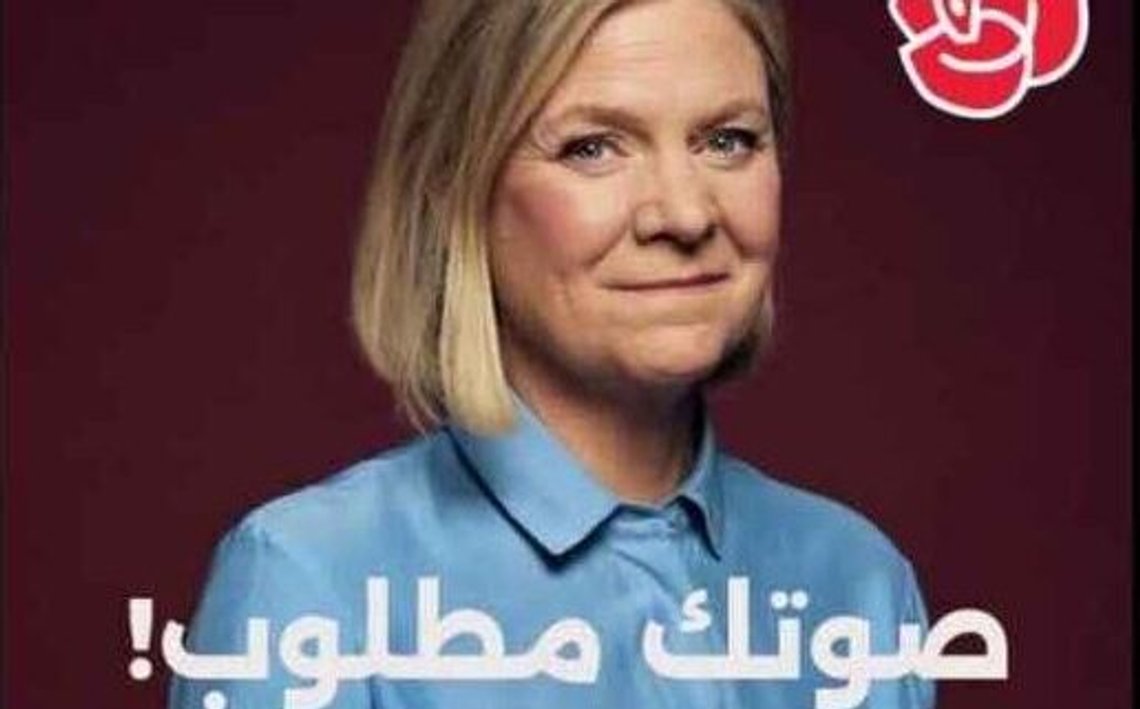 Magdalena Andersson campaigns in Arabic. The Social Democrats are making a major effort to reach their new core voters. Photo: Screenshot, Facebook/Socialdemokraterna. Magdalena Andersson campaigns in Arabic. The Social Democrats are making a major effort to reach their new core voters. Photo: Screenshot, Facebook/Socialdemokraterna.