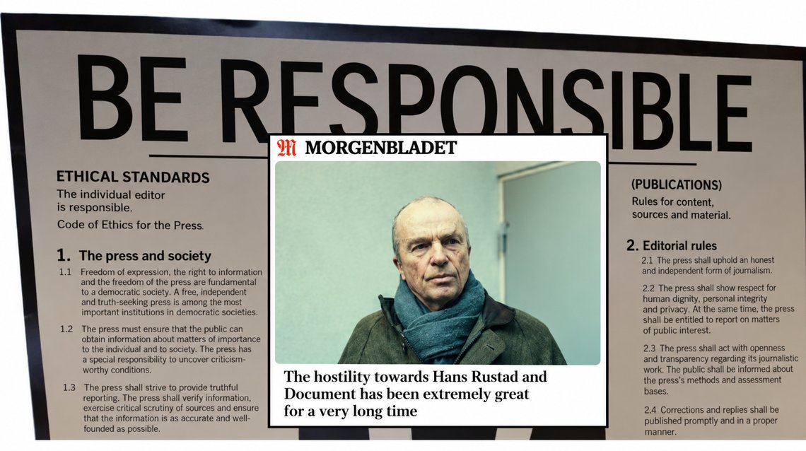 The Code of Ethics of the Norwegian Press (Vær Varsom-plakaten). Screenshot of an article in far-left Morgenbladet by culture editor Bernhard Ellefsen (edited for clarity), with the Norwegian text AI-translated into English. The Code of Ethics of the Norwegian Press (Vær Varsom-plakaten). Screenshot of an article in far-left Morgenbladet by culture editor Bernhard Ellefsen (edited for clarity), with the Norwegian text AI-translated into English.
