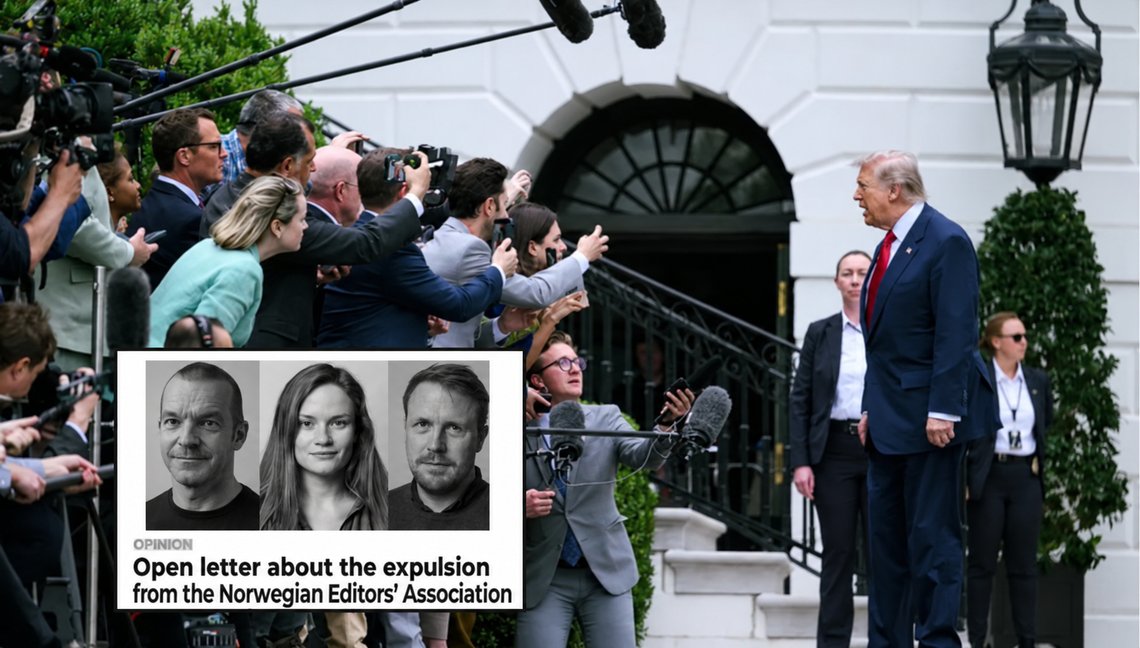 Donald Trump speaks to the press outside the White House. Photo: The White House (fair use). Screenshot from 'intellectual' left-wing newspaper Morgenbladet: Open letter on withdrawal from the Norwegian Editors’ Association. Donald Trump speaks to the press outside the White House. Photo: The White House (fair use). Screenshot from 'intellectual' left-wing newspaper Morgenbladet: Open letter on withdrawal from the Norwegian Editors’ Association.