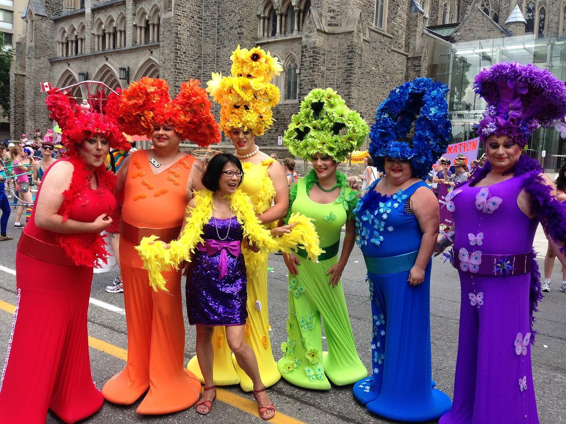 The more conventional end of the drag queen spectrum: Olivia Chow, then a mayoral candidate and former Member of Parliament and city councillor, during Toronto Pride. In 2014, Toronto welcomed visitors from around the world for WorldPride. Photo: Wikimedia Commons CC BY 2.0 The more conventional end of the drag queen spectrum: Olivia Chow, then a mayoral candidate and former Member of Parliament and city councillor, during Toronto Pride. In 2014, Toronto welcomed visitors from around the world for WorldPride. Photo: Wikimedia Commons CC BY 2.0