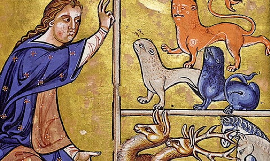 ‘Adam Naming the Animals’, illustration from the Aberdeen Bestiary, University of Aberdeen Library. ‘Adam Naming the Animals’, illustration from the Aberdeen Bestiary, University of Aberdeen Library.