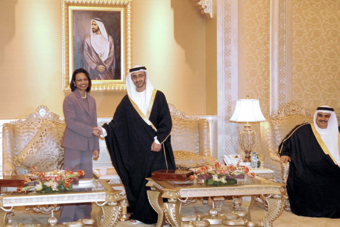 US Secretary of State Condoleezza Rice, left, drinks strawberry juice during a visit to the Sheikh Saeed Al Maktoum House, Abu Dhabi on 23 February 2006. Photo: U.S. Department of State / Public domain. US Secretary of State Condoleezza Rice, left, drinks strawberry juice during a visit to the Sheikh Saeed Al Maktoum House, Abu Dhabi on 23 February 2006. Photo: U.S. Department of State / Public domain.