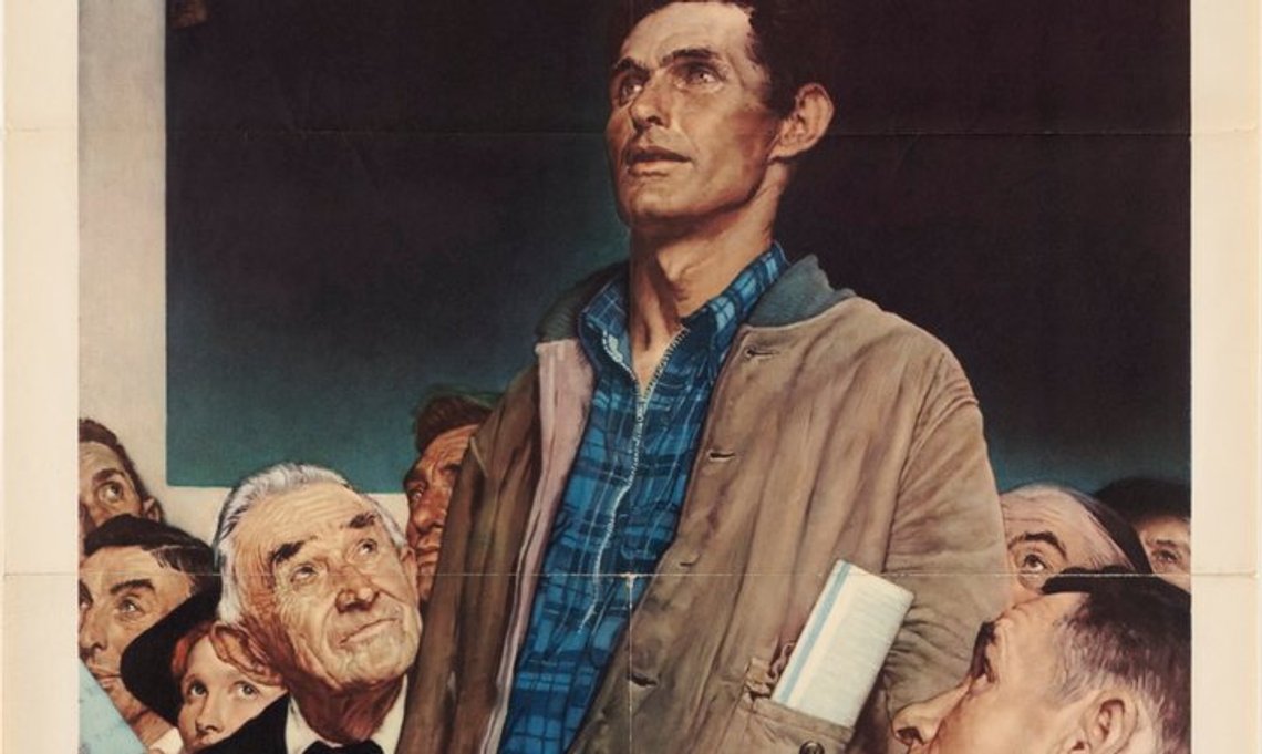 Norman Rockwell (1894–1978), «Save freedom of speech» (1943). Photo: Office of War Information cc by 2.0 / Wikimedia Commons. Norman Rockwell (1894–1978), «Save freedom of speech» (1943). Photo: Office of War Information cc by 2.0 / Wikimedia Commons.