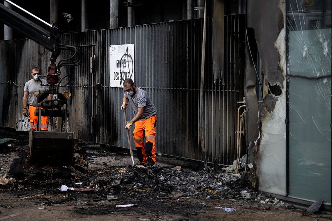The French government was reportedly "taken by surprise" when students began rioting roughly two weeks ago. Many Europeans see Islamization gaining ground in their countries and enjoying support from Marxists: each thinks the other will bring it to power. They see their leaders doing nothing to remedy a situation that has become increasingly alarming. Pictured: Municipal workers clean up around Marcel Sembat Secondary School in Rouen, France on October 1, 2026, after it was torched by rioters. (Photo by Guillaume Saligot/AFP via Getty Images) The French government was reportedly "taken by surprise" when students began rioting roughly two weeks ago. Many Europeans see Islamization gaining ground in their countries and enjoying support from Marxists: each thinks the other will bring it to power. They see their leaders doing nothing to remedy a situation that has become increasingly alarming. Pictured: Municipal workers clean up around Marcel Sembat Secondary School in Rouen, France on October 1, 2026, after it was torched by rioters. (Photo by Guillaume Saligot/AFP via Getty Images)