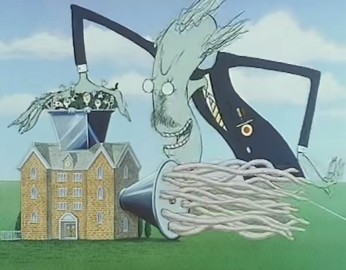 Alle britiske barn skal gjennom kjøttkverna, slik Pink Floyd forutså på slutten av 70-tallet. Skjermdump Pink Floyd -The Wall Alle britiske barn skal gjennom kjøttkverna, slik Pink Floyd forutså på slutten av 70-tallet. Skjermdump Pink Floyd -The Wall