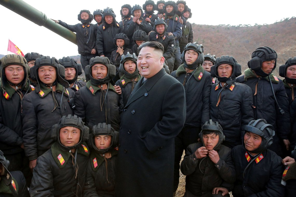 North Korean Leader Kim Jong Un guides the Korean People's Army Tank Crews' Competition 2017 in this undated photo released by North Korea's Korean Central News Agency (KCNA) in Pyongyang on April 1, 2017. KCNA/via REUTERS ATTENTION EDITORS - THIS IMAGE WAS PROVIDED BY A THIRD PARTY. EDITORIAL USE ONLY. REUTERS IS UNABLE TO INDEPENDENTLY VERIFY THIS IMAGE. SOUTH KOREA OUT. NO THIRD PARTY SALES. NOT FOR USE BY REUTERS THIRD PARTY DISTRIBUTORS.Ãä TPX IMAGES OF THE DAY North Korean Leader Kim Jong Un guides the Korean People's Army Tank Crews' Competition 2017 in this undated photo released by North Korea's Korean Central News Agency (KCNA) in Pyongyang on April 1, 2017. KCNA/via REUTERS ATTENTION EDITORS - THIS IMAGE WAS PROVIDED BY A THIRD PARTY. EDITORIAL USE ONLY. REUTERS IS UNABLE TO INDEPENDENTLY VERIFY THIS IMAGE. SOUTH KOREA OUT. NO THIRD PARTY SALES. NOT FOR USE BY REUTERS THIRD PARTY DISTRIBUTORS.Ãä TPX IMAGES OF THE DAY
