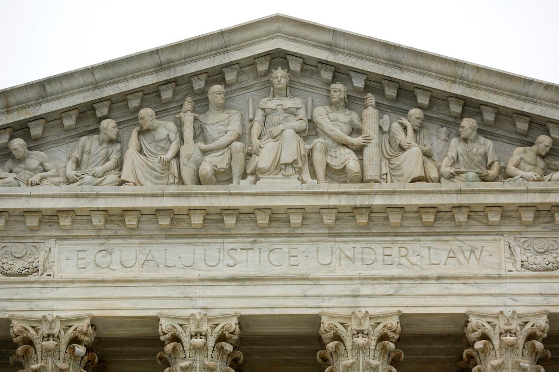 The phrase "Equal Justice Under Law" adorns the west entrance to the U.S. Supreme Court building in Washington in this December 3, 2014 file photo. U.S. Supreme Court justices appeared reluctant on December 8, 2015 to endorse a conservative challenge to the way Texas draws state legislative districts in a case that could shrink the political clout of Hispanics and boost the power of rural voters. REUTERS/Jonathan Ernst/Files The phrase "Equal Justice Under Law" adorns the west entrance to the U.S. Supreme Court building in Washington in this December 3, 2014 file photo. U.S. Supreme Court justices appeared reluctant on December 8, 2015 to endorse a conservative challenge to the way Texas draws state legislative districts in a case that could shrink the political clout of Hispanics and boost the power of rural voters. REUTERS/Jonathan Ernst/Files
