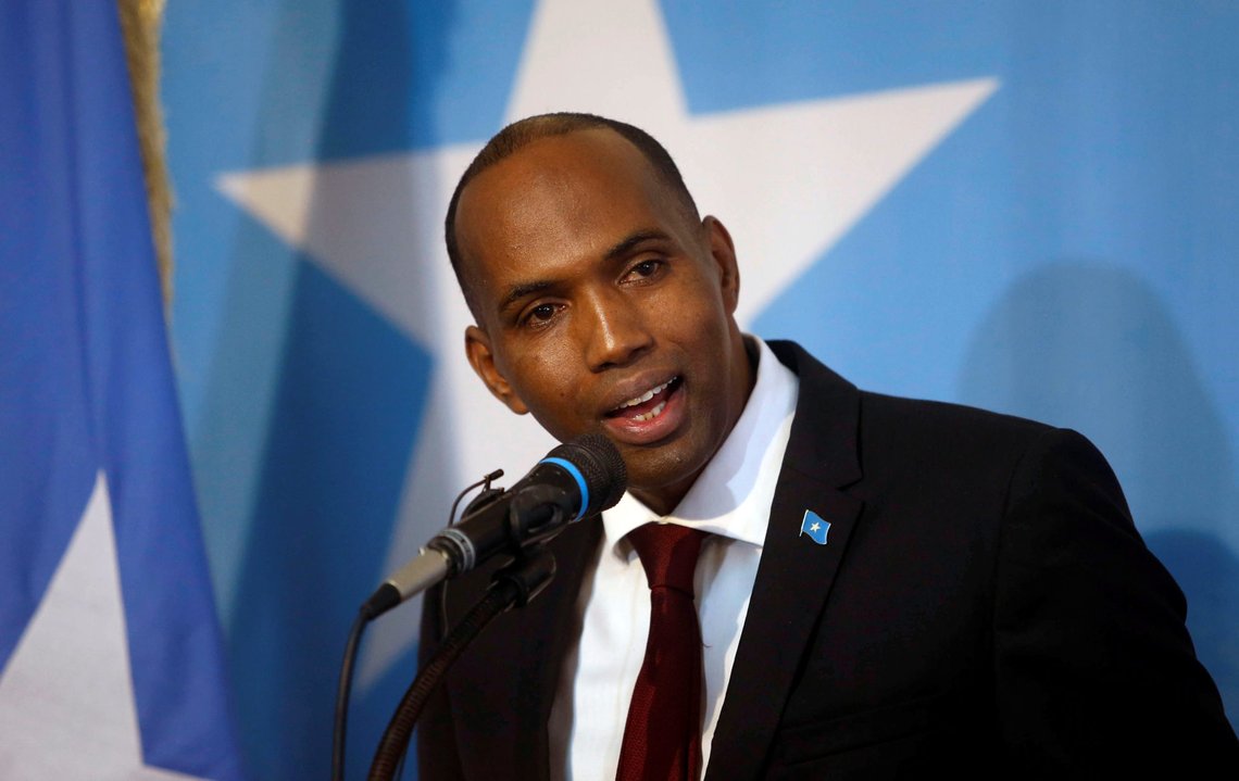 Somalia's newly appointed Prime Minister Hassan Ali Khaire addresses the Parliament seating where he was confirmed in Somalia's capital Mogadishu March 1, 2017. REUTERS/Feisal Omar Somalia's newly appointed Prime Minister Hassan Ali Khaire addresses the Parliament seating where he was confirmed in Somalia's capital Mogadishu March 1, 2017. REUTERS/Feisal Omar