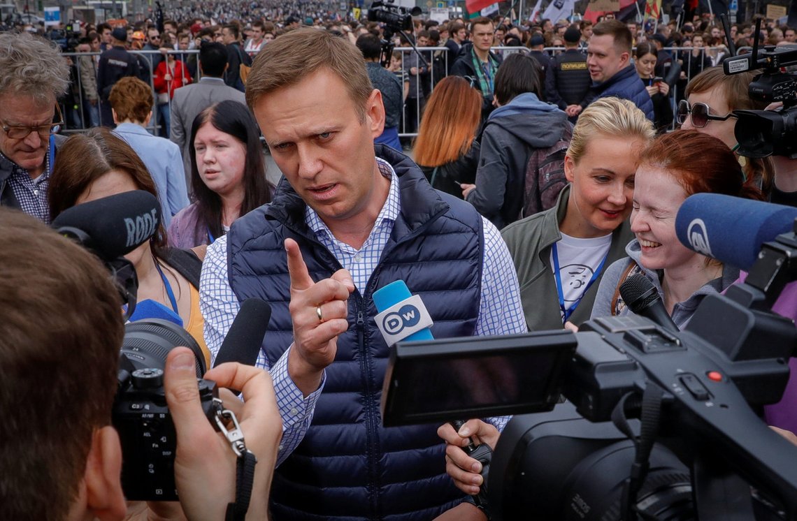 Russian opposition leader Alexei Navalny attends a rally in protest against court decision to block the Telegram messenger because it violated Russian regulations, in Moscow, Russia, April 30, 2018. REUTERS/Tatyana Makeyeva Russian opposition leader Alexei Navalny attends a rally in protest against court decision to block the Telegram messenger because it violated Russian regulations, in Moscow, Russia, April 30, 2018. REUTERS/Tatyana Makeyeva