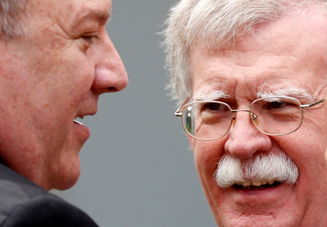 FILE PHOTO: U.S. Secretary of State Mike Pompeo talks with national security adviser John Bolton in the Rose Garden of the White House in Washington, DC, U.S., June 7, 2018. REUTERS/Kevin Lamarque/File Photo FILE PHOTO: U.S. Secretary of State Mike Pompeo talks with national security adviser John Bolton in the Rose Garden of the White House in Washington, DC, U.S., June 7, 2018. REUTERS/Kevin Lamarque/File Photo