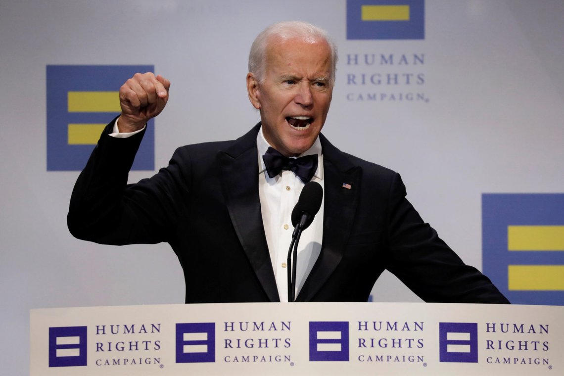 Former U.S. Vice President Joe Biden addresses the Human Rights Campaign (HRC) dinner in Washington, U.S., September 15, 2018. REUTERS/Yuri Gripas Former U.S. Vice President Joe Biden addresses the Human Rights Campaign (HRC) dinner in Washington, U.S., September 15, 2018. REUTERS/Yuri Gripas