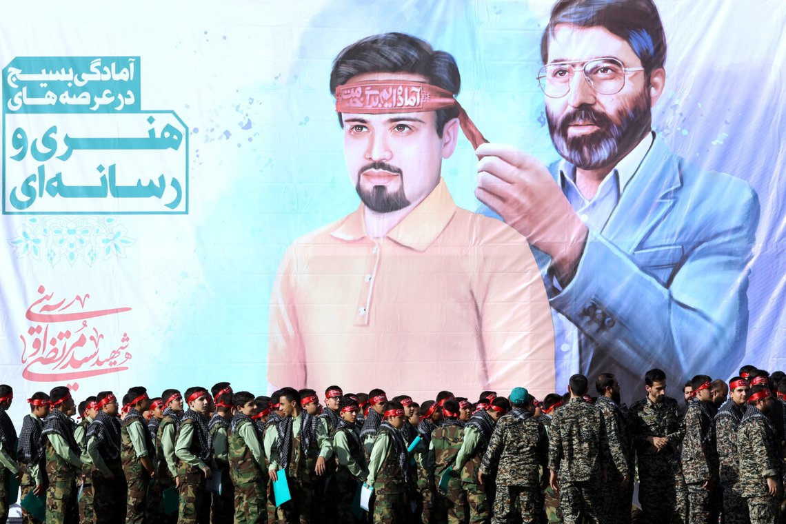 Basij members are seen at Azadi stadium during the speech of the Iranian supreme leader Ayatollah Ali Khamenei in Tehran, Iran October 4, 2018. Khamenei.ir/ Handout via REUTERS - ATTENTION EDITORS THIS IMAGE WAS PROVIDED BY A THIRD PARTY. NO RESALES. NO ARCHIVES. Basij members are seen at Azadi stadium during the speech of the Iranian supreme leader Ayatollah Ali Khamenei in Tehran, Iran October 4, 2018. Khamenei.ir/ Handout via REUTERS - ATTENTION EDITORS THIS IMAGE WAS PROVIDED BY A THIRD PARTY. NO RESALES. NO ARCHIVES.