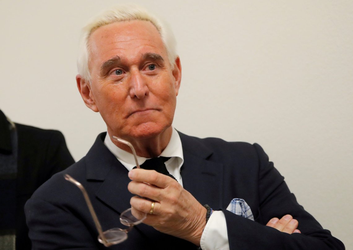 FILE PHOTO: Political operative Roger Stone waits for the testimony of Google CEO Sundar Pichai at a House Judiciary Committee hearing in Washington, U.S., December 11, 2018. REUTERS/Jim Young/File Photo FILE PHOTO: Political operative Roger Stone waits for the testimony of Google CEO Sundar Pichai at a House Judiciary Committee hearing in Washington, U.S., December 11, 2018. REUTERS/Jim Young/File Photo