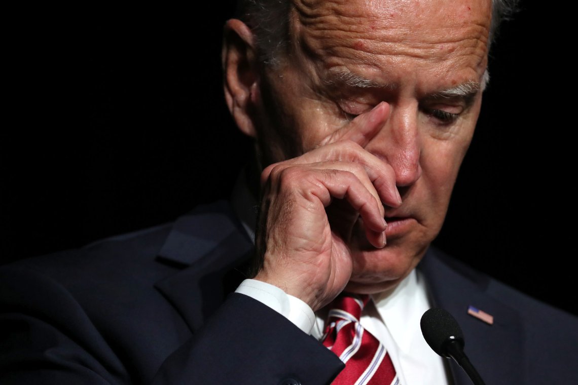 U.S. former Vice President Joe Biden wipes away tears as he delivers remarks about his family at the First State Democratic Dinner in Dover, Delaware, U.S. March 16, 2019. REUTERS/Jonathan Ernst U.S. former Vice President Joe Biden wipes away tears as he delivers remarks about his family at the First State Democratic Dinner in Dover, Delaware, U.S. March 16, 2019. REUTERS/Jonathan Ernst
