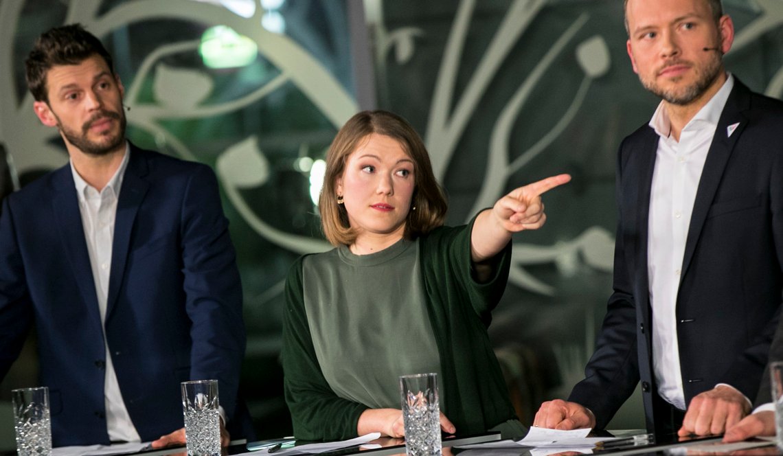 Gardermoen 20190117.
Rødt leder Bjørnar Moxnes, Une Aina Bastholm
(MDG) og Sv leder Audun Lysbakken under debatten på NRK.
Foto: Vidar Ruud / NTB scanpix Gardermoen 20190117.
Rødt leder Bjørnar Moxnes, Une Aina Bastholm
(MDG) og Sv leder Audun Lysbakken under debatten på NRK.
Foto: Vidar Ruud / NTB scanpix