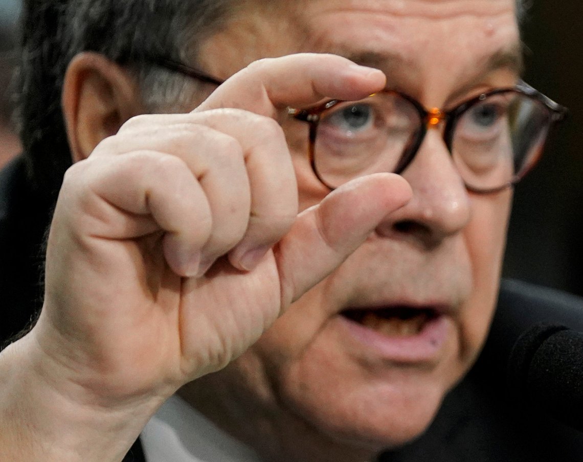 U.S. Attorney General William Barr testifies on the Justice Department’s budget proposal before a House Appropriations Subcommittee hearing on Capitol Hill in Washington, U.S., April 9, 2019. REUTERS/Aaron P. Bernstein U.S. Attorney General William Barr testifies on the Justice Department’s budget proposal before a House Appropriations Subcommittee hearing on Capitol Hill in Washington, U.S., April 9, 2019. REUTERS/Aaron P. Bernstein