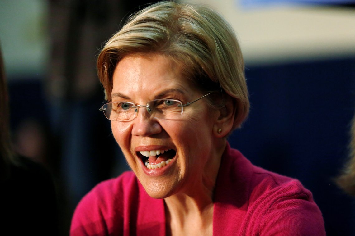 Democratic 2020 U.S. presidential candidate and U.S. Senator Elizabeth Warren (D-MA) speaks during a townhall event in Columbus, Ohio, U.S., May 10, 2019. REUTERS/Maddie McGarvey Democratic 2020 U.S. presidential candidate and U.S. Senator Elizabeth Warren (D-MA) speaks during a townhall event in Columbus, Ohio, U.S., May 10, 2019. REUTERS/Maddie McGarvey