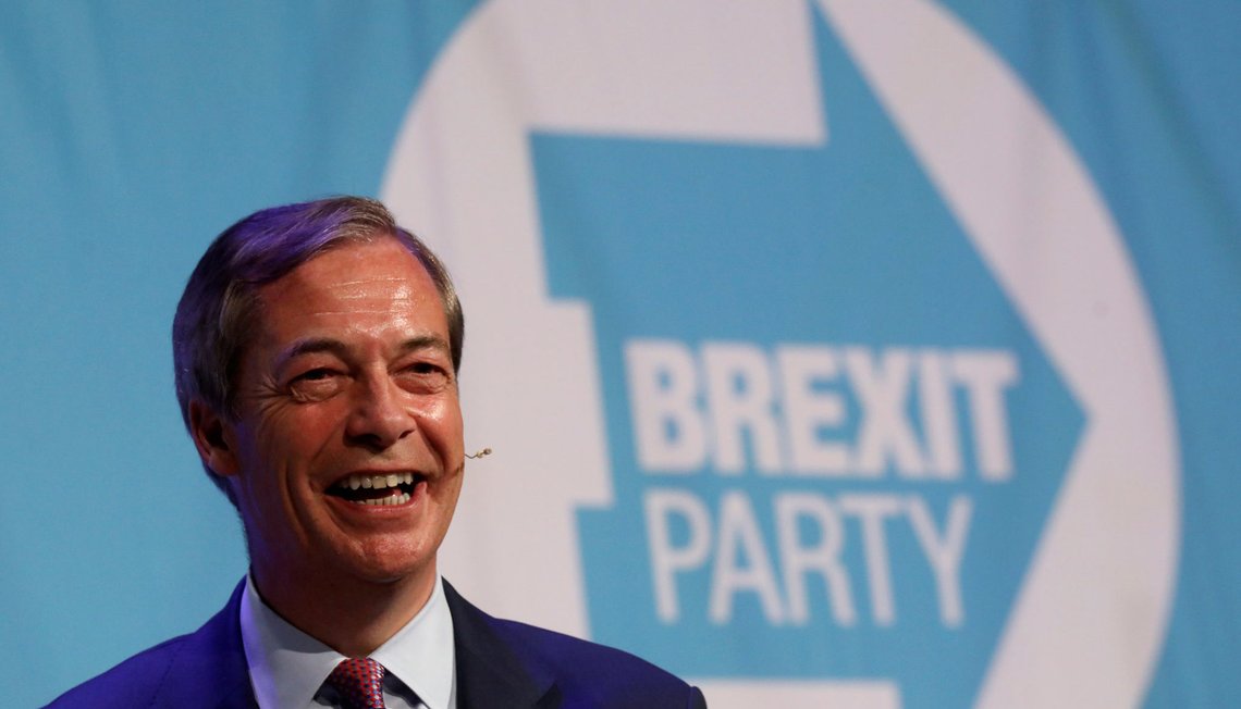 Brexit Party leader Nigel Farage speaks during a rally in Peterborough, Britain May 7, 2019. REUTERS/Simon Dawson Brexit Party leader Nigel Farage speaks during a rally in Peterborough, Britain May 7, 2019. REUTERS/Simon Dawson