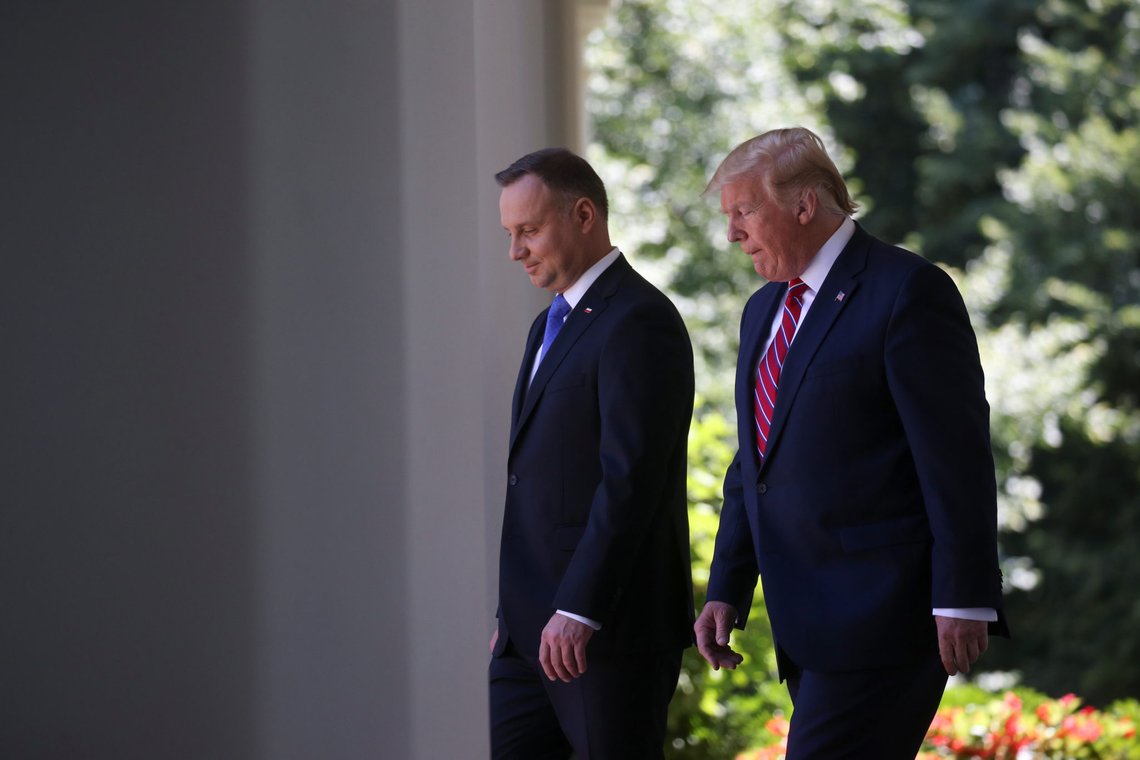 U.S. President Donald Trump and Poland's President Andrzej Duda arrives for a joint news conference in the Rose Garden at the White House in Washington, U.S., June 12, 2019. REUTERS/Leah Millis U.S. President Donald Trump and Poland's President Andrzej Duda arrives for a joint news conference in the Rose Garden at the White House in Washington, U.S., June 12, 2019. REUTERS/Leah Millis