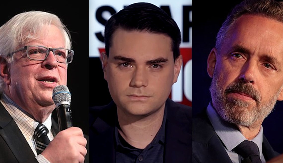 Dennis Prager, Ben Shapiro og Jordan Peterson. Fotografier: Gage Skidmore, Steven Crowder og Gage Skidmore / Wikimedia Commons. Dennis Prager, Ben Shapiro og Jordan Peterson. Fotografier: Gage Skidmore, Steven Crowder og Gage Skidmore / Wikimedia Commons.