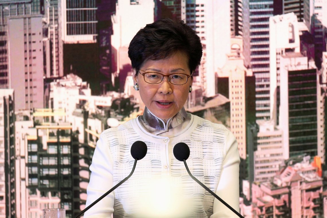 Hong Kong Chief Executive Carrie Lam speaks at a news conference in Hong Kong, China, June 15, 2019. REUTERS/Athit Perawongmetha Hong Kong Chief Executive Carrie Lam speaks at a news conference in Hong Kong, China, June 15, 2019. REUTERS/Athit Perawongmetha