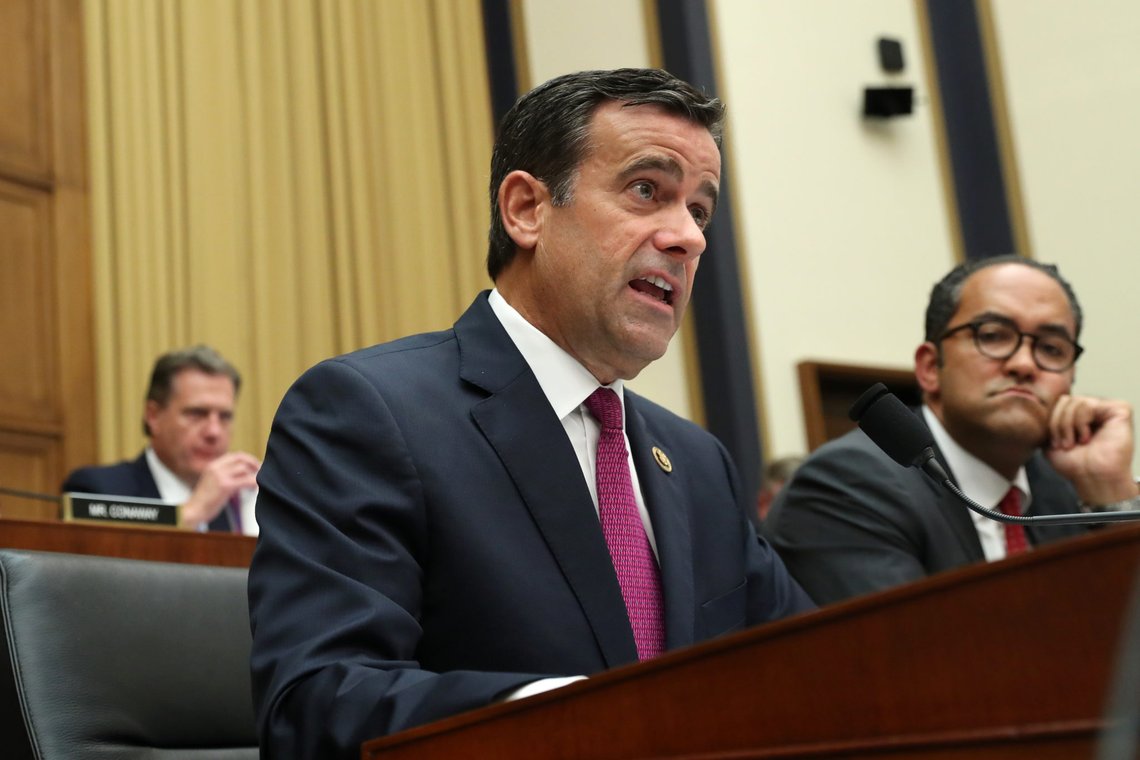 Reresentative John Ratcliffe (R-TX) questions former Special Counsel Robert Mueller during a House Intelligence Committee hearing on the Office of Special Counsel's investigation into Russian Interference in the 2016 Presidential Election on Capitol Hill in Washington, U.S., July 24, 2019. REUTERS/Leah Millis Reresentative John Ratcliffe (R-TX) questions former Special Counsel Robert Mueller during a House Intelligence Committee hearing on the Office of Special Counsel's investigation into Russian Interference in the 2016 Presidential Election on Capitol Hill in Washington, U.S., July 24, 2019. REUTERS/Leah Millis
