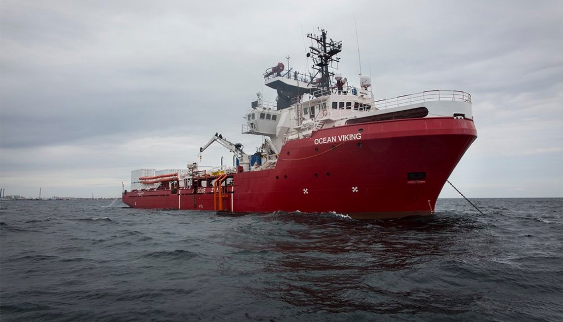Skipet «Ocean Viking». Foto: Anthony Jean / SOS Mediterranée / Twitter. Skipet «Ocean Viking». Foto: Anthony Jean / SOS Mediterranée / Twitter.