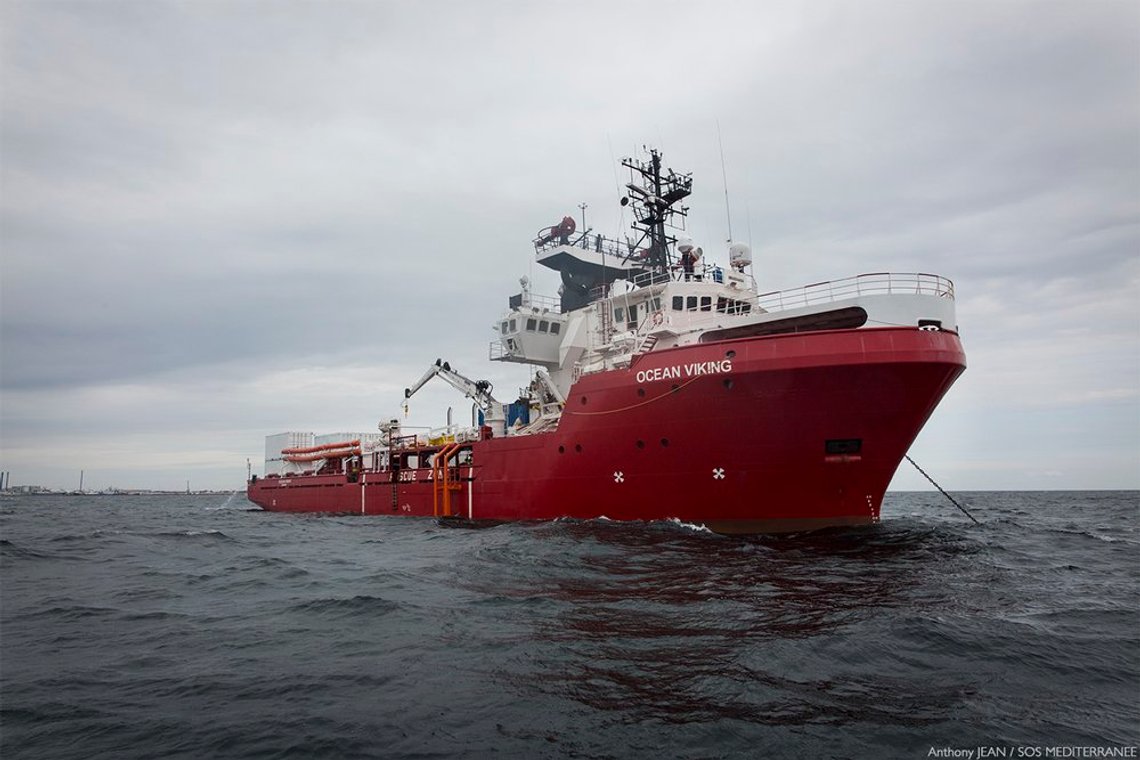Skipet «Ocean Viking». Foto: Anthony Jean / SOS Mediterranée / Twitter. Skipet «Ocean Viking». Foto: Anthony Jean / SOS Mediterranée / Twitter.