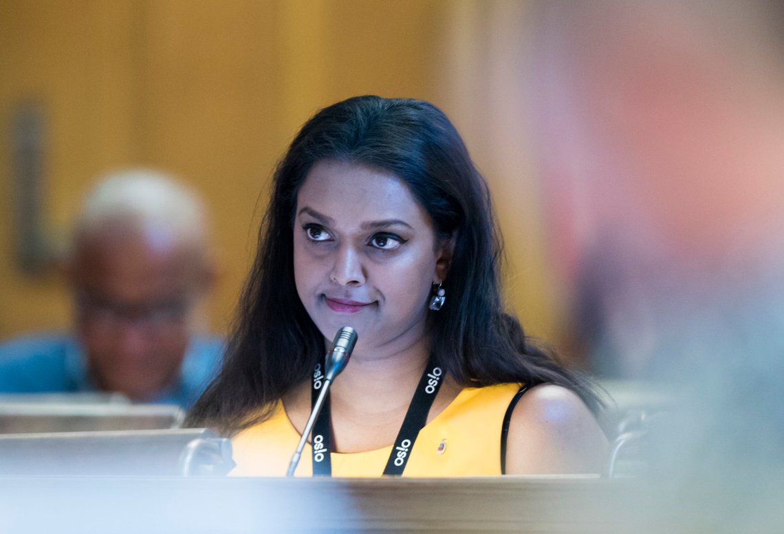 Oslo 20180618.
Khamshajiny Gunaratnam under høring om ungdomskriminalitet i Oslo Rådhus.
Foto: Terje Pedersen / NTB scanpix Oslo 20180618.
Khamshajiny Gunaratnam under høring om ungdomskriminalitet i Oslo Rådhus.
Foto: Terje Pedersen / NTB scanpix