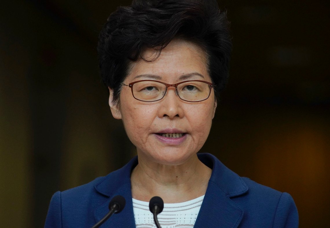 Hong Kong Chief Executive Carrie Lam speaks during a press conference in Hong Kong, Tuesday, Oct. 8, 2019. (AP Photo/Vincent Yu Hong Kong Chief Executive Carrie Lam speaks during a press conference in Hong Kong, Tuesday, Oct. 8, 2019. (AP Photo/Vincent Yu