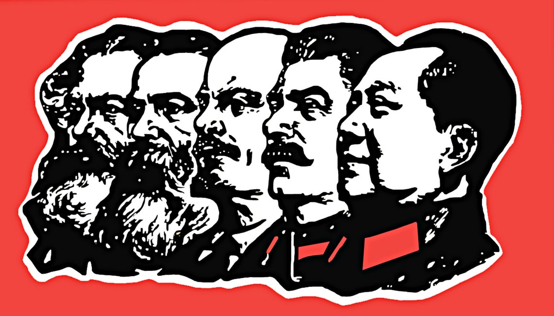 A revolutionary poster from communist China c. 1966, near the start of the Cultural Revolution (1966-76) featuring (left to right): Karl Marx, Friedrich Engels, Vladimir Ilych Lenin, Joseph Stalin and Mao Zedong. 'Mao Zedong Thought', generally shortened to 'Maoism', played a central part in the politics of the 'Great Proletarian Cultural Revolution' and is most famously reflected in the 'Little Red Book'. Credit: akg-images A revolutionary poster from communist China c. 1966, near the start of the Cultural Revolution (1966-76) featuring (left to right): Karl Marx, Friedrich Engels, Vladimir Ilych Lenin, Joseph Stalin and Mao Zedong. 'Mao Zedong Thought', generally shortened to 'Maoism', played a central part in the politics of the 'Great Proletarian Cultural Revolution' and is most famously reflected in the 'Little Red Book'. Credit: akg-images
