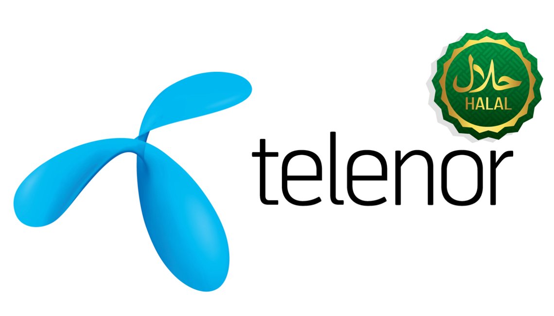 Telenor-logo: Wikimedia Commons. Halal-stempel designet av Freepik. Telenor-logo: Wikimedia Commons. Halal-stempel designet av Freepik.