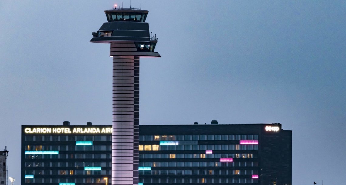 Stockholm, Sweden Control tower at Arlanda Airport. - 2019 | usage worldwide Stockholm, Sweden Control tower at Arlanda Airport. - 2019 | usage worldwide