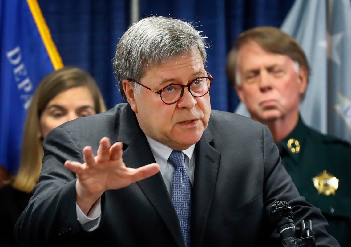 Attorney General William Barr, alongside officials from the Bureau of Alcohol, Tobacco, Firearms and Explosives, announces the launch of Project Guardian, an anti-gun violence initiative, during a news conference, Wednesday, Nov. 13, 2019, at the Davis-Horton Federal Building in Memphis Tenn. (Mark Weber/Daily Memphian via AP) Attorney General William Barr, alongside officials from the Bureau of Alcohol, Tobacco, Firearms and Explosives, announces the launch of Project Guardian, an anti-gun violence initiative, during a news conference, Wednesday, Nov. 13, 2019, at the Davis-Horton Federal Building in Memphis Tenn. (Mark Weber/Daily Memphian via AP)