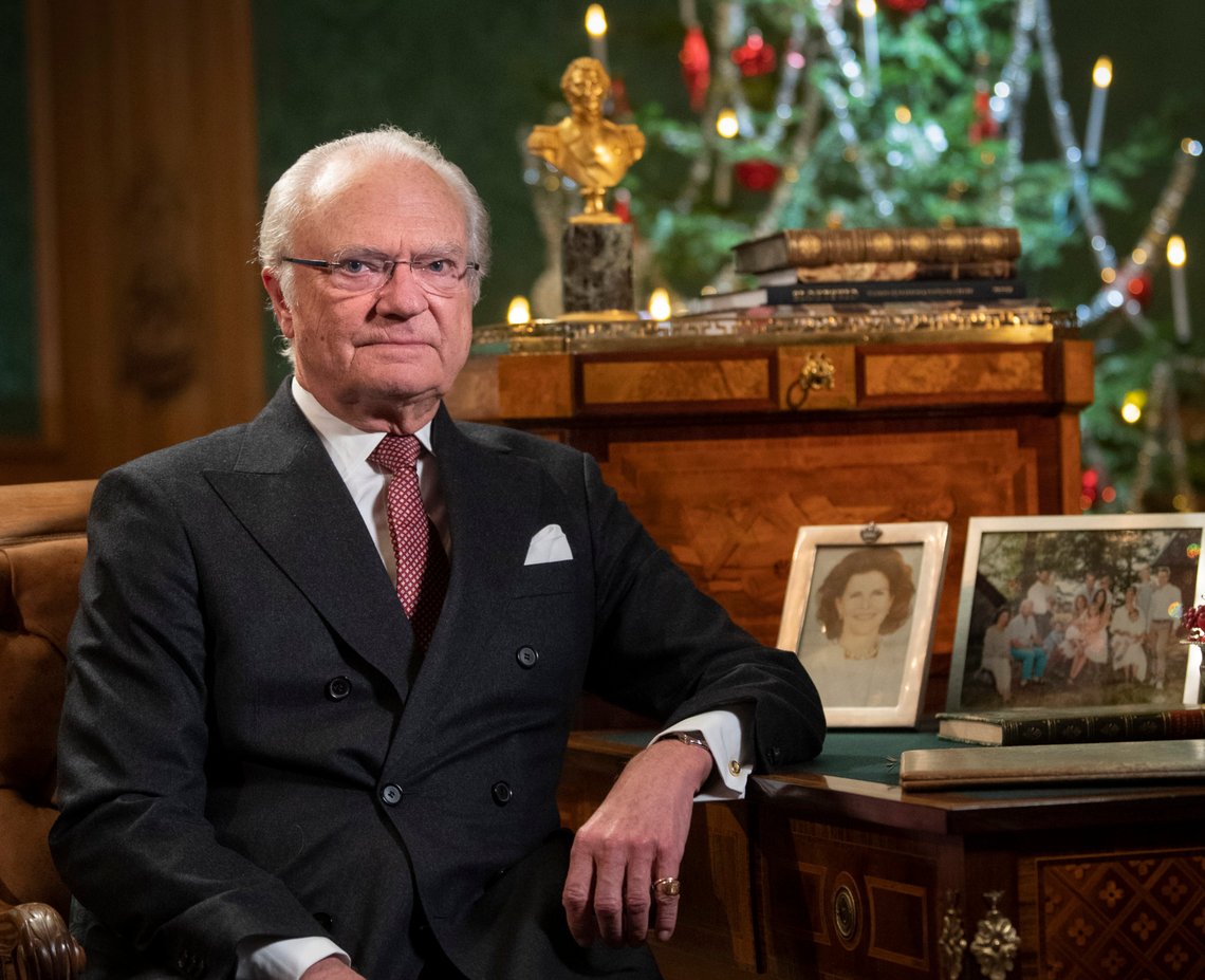 In this Dec. 16, 2019, photo, Sweden's King Carl Gustaf poses for a photo, before recording his annual Christmas Day speech to the nation, at Stockholm Castle, Sweden. (Fredrik Sandberg /TT News Agency via AP) In this Dec. 16, 2019, photo, Sweden's King Carl Gustaf poses for a photo, before recording his annual Christmas Day speech to the nation, at Stockholm Castle, Sweden. (Fredrik Sandberg /TT News Agency via AP)