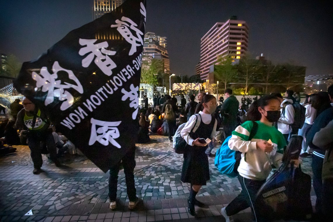 Protesters gather during a rally for secondary school students near the Hong Kong Museum of Art in Hong Kong, Friday, Dec. 13, 2019. Protesters in Hong Kong wrote hundreds of Christmas cards on Thursday for people jailed in the city's pro-democracy movement, promising they won't be forgotten as they face spending the festive season behind bars. (AP Photo/Mark Schiefelbein) Protesters gather during a rally for secondary school students near the Hong Kong Museum of Art in Hong Kong, Friday, Dec. 13, 2019. Protesters in Hong Kong wrote hundreds of Christmas cards on Thursday for people jailed in the city's pro-democracy movement, promising they won't be forgotten as they face spending the festive season behind bars. (AP Photo/Mark Schiefelbein)