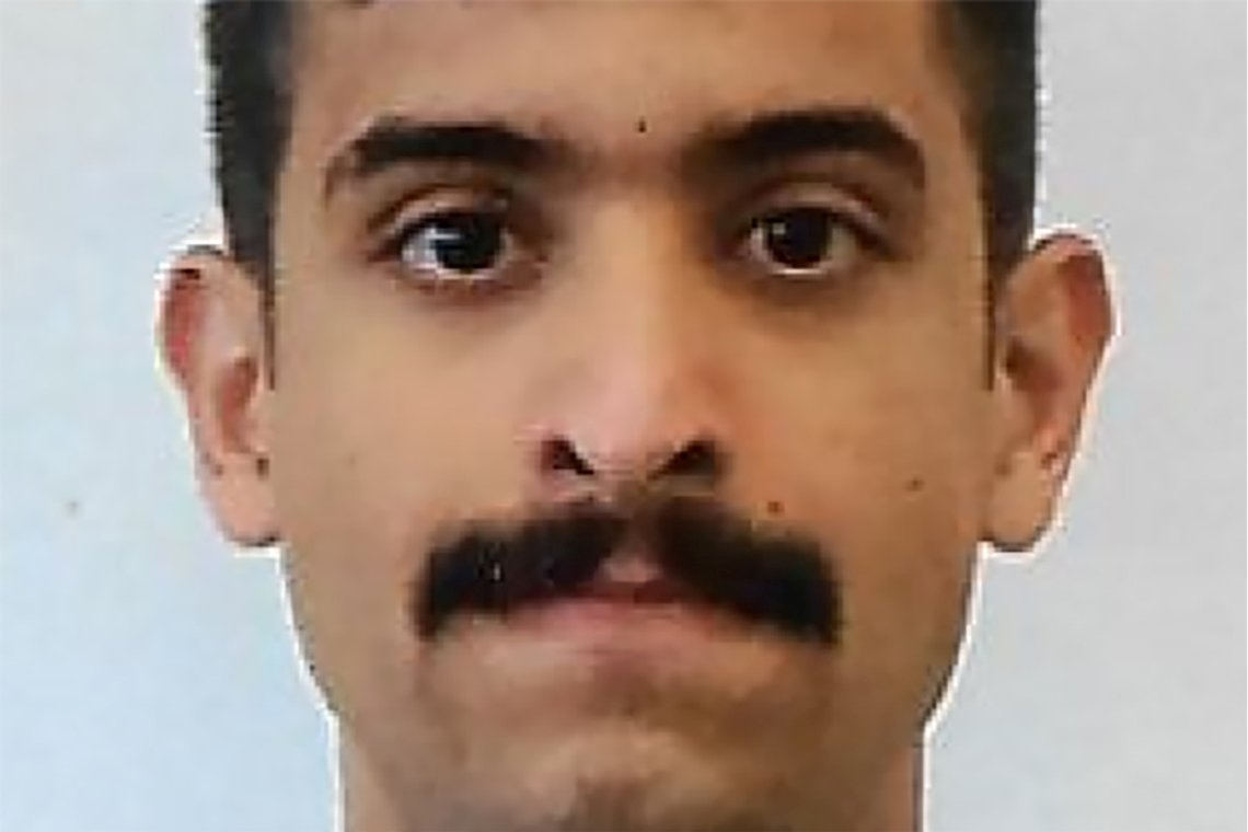 Royal Saudi Air Force 2nd Lieutenant Mohammed Saeed Alshamrani, airman accused of killing three people at a U.S. Navy base in Pensacola, Florida, is seen in an undated military identification card photo released by the Federal Bureau of Investigation December 7, 2019. FBI/Handout via REUTERS. THIS IMAGE HAS BEEN SUPPLIED BY A THIRD PARTY. THIS PICTURE WAS PROCESSED BY REUTERS TO ENHANCE QUALITY. AN UNPROCESSED VERSION HAS BEEN PROVIDED SEPARATELY. Royal Saudi Air Force 2nd Lieutenant Mohammed Saeed Alshamrani, airman accused of killing three people at a U.S. Navy base in Pensacola, Florida, is seen in an undated military identification card photo released by the Federal Bureau of Investigation December 7, 2019. FBI/Handout via REUTERS. THIS IMAGE HAS BEEN SUPPLIED BY A THIRD PARTY. THIS PICTURE WAS PROCESSED BY REUTERS TO ENHANCE QUALITY. AN UNPROCESSED VERSION HAS BEEN PROVIDED SEPARATELY.