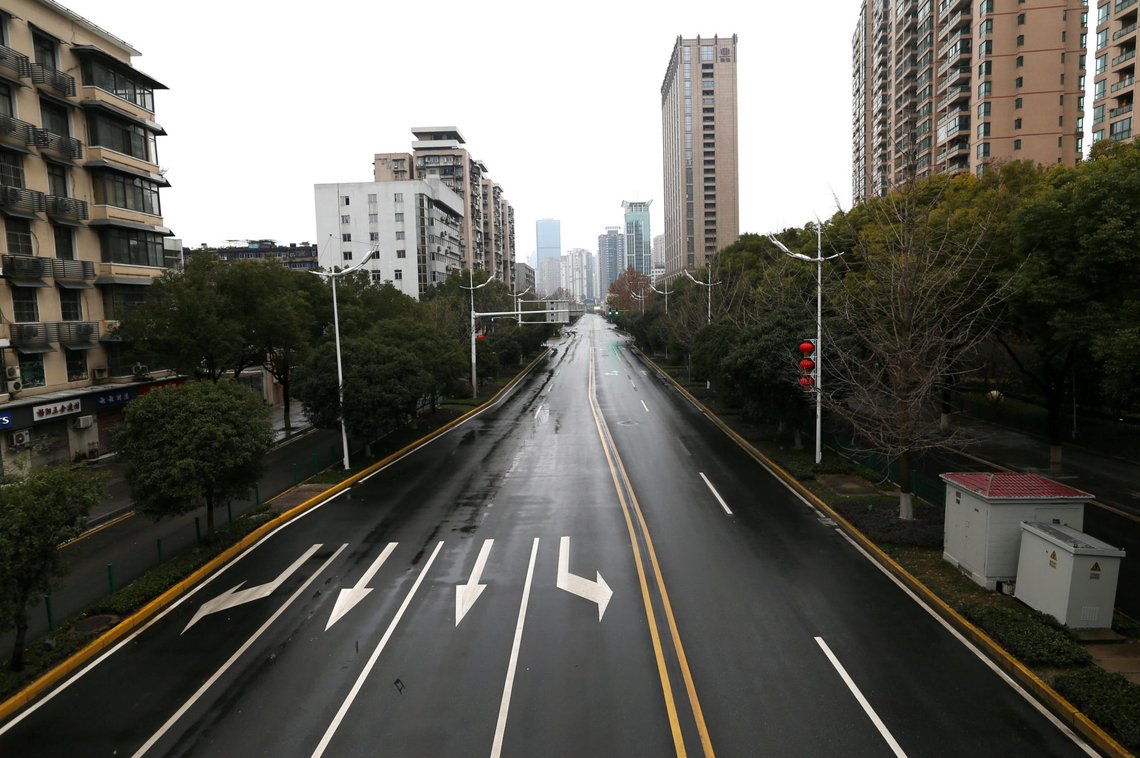 Street-view after Wuhan government announced to ban non-essential vehicles in downtown area to contain the coronavirus outbreak, in Wuhan, Hubei province, China January 26, 2020. Picture taken January 26, 2020. China Daily via REUTERS ATTENTION EDITORS - THIS IMAGE WAS PROVIDED BY A THIRD PARTY. CHINA OUT. Street-view after Wuhan government announced to ban non-essential vehicles in downtown area to contain the coronavirus outbreak, in Wuhan, Hubei province, China January 26, 2020. Picture taken January 26, 2020. China Daily via REUTERS ATTENTION EDITORS - THIS IMAGE WAS PROVIDED BY A THIRD PARTY. CHINA OUT.