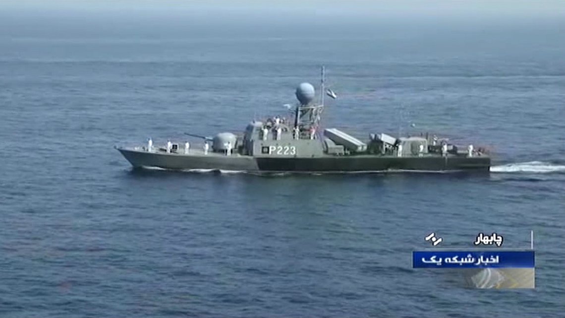 An image grab from footage obtained from Iranian State TV IRIB on December 27, 2019 shows a view of the Islamic Republic of Iran Navy fast attack craft "Khadang" during joint Iran-Russia-China joint naval drills in the Indian Ocean and the Gulf of Oman. - Iran, China and Russia started four days of joint naval drills in the Indian Ocean and the Gulf of Oman, the commander of Iran's flotilla announced. The exercise comes at a time of heightened tensions since the United States withdrew from a landmark 2015 nuclear deal with Iran in May 2018. (Photo by - / IRIB TV / AFP) / RESTRICTED TO EDITORIAL USE - MANDATORY CREDIT - AFP PHOTO / HO / IRIB" NO MARKETING NO ADVERTISING CAMPAIGNS - DISTRIBUTED AS A SERVICE TO CLIENTS FROM ALTERNATIVE SOURCES, AFP IS NOT RESPONSIBLE FOR ANY DIGITAL ALTERATIONS TO THE PICTURE'S EDITORIAL CONTENT, DATE AND LOCATION WHICH CANNOT BE INDEPENDENTLY VERIFIED - NO RESALE - NO ACCESS ISRAEL MEDIA/PERSIAN LANGUAGE TV STATIONS/ OUTSIDE IRAN/ STRICTLY NI ACCESS BBC PERSIAN/ VOA PERSIAN/ MANOTO-1 TV/ IRAN INTERNATIONAL / An image grab from footage obtained from Iranian State TV IRIB on December 27, 2019 shows a view of the Islamic Republic of Iran Navy fast attack craft "Khadang" during joint Iran-Russia-China joint naval drills in the Indian Ocean and the Gulf of Oman. - Iran, China and Russia started four days of joint naval drills in the Indian Ocean and the Gulf of Oman, the commander of Iran's flotilla announced. The exercise comes at a time of heightened tensions since the United States withdrew from a landmark 2015 nuclear deal with Iran in May 2018. (Photo by - / IRIB TV / AFP) / RESTRICTED TO EDITORIAL USE - MANDATORY CREDIT - AFP PHOTO / HO / IRIB" NO MARKETING NO ADVERTISING CAMPAIGNS - DISTRIBUTED AS A SERVICE TO CLIENTS FROM ALTERNATIVE SOURCES, AFP IS NOT RESPONSIBLE FOR ANY DIGITAL ALTERATIONS TO THE PICTURE'S EDITORIAL CONTENT, DATE AND LOCATION WHICH CANNOT BE INDEPENDENTLY VERIFIED - NO RESALE - NO ACCESS ISRAEL MEDIA/PERSIAN LANGUAGE TV STATIONS/ OUTSIDE IRAN/ STRICTLY NI ACCESS BBC PERSIAN/ VOA PERSIAN/ MANOTO-1 TV/ IRAN INTERNATIONAL /