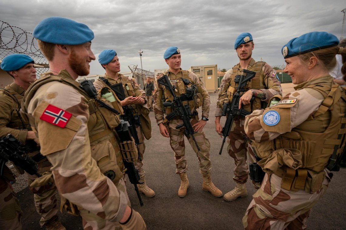 Bamako, Mali 20190531.
Norske FN-soldater på post i Camp Bifrost i Bamako. De er del av den norske kontigenten som deltar i FNs fredsbevarende operasjon i Mali, MINUSMA.
Foto: Heiko Junge / NTB scanpix Bamako, Mali 20190531.
Norske FN-soldater på post i Camp Bifrost i Bamako. De er del av den norske kontigenten som deltar i FNs fredsbevarende operasjon i Mali, MINUSMA.
Foto: Heiko Junge / NTB scanpix