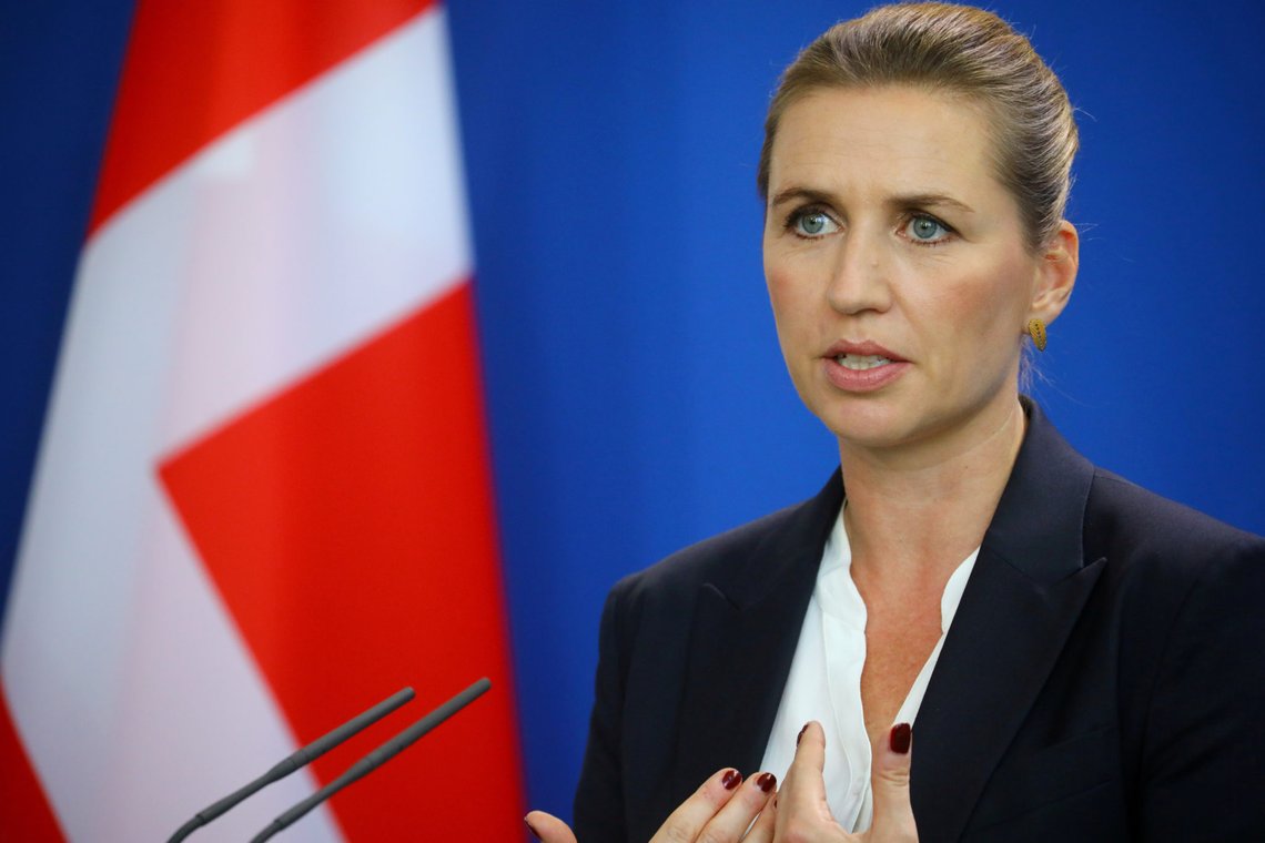 FILE PHOTO: Denmark's Prime Minister Mette Frederiksen speaks during a news conference with German Chancellor Angela Merkel at the Chancellery in Berlin, Germany, July 11, 2019. REUTERS/Hannibal Hanschke/File Photo FILE PHOTO: Denmark's Prime Minister Mette Frederiksen speaks during a news conference with German Chancellor Angela Merkel at the Chancellery in Berlin, Germany, July 11, 2019. REUTERS/Hannibal Hanschke/File Photo