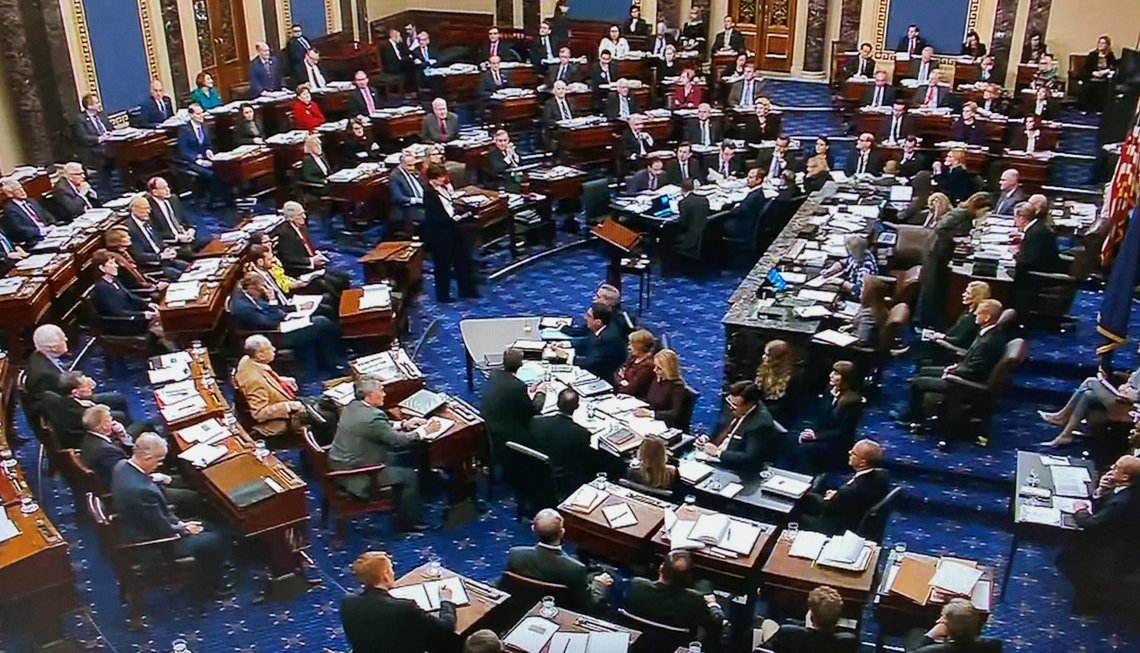 The U.S. Senate votes to table an amendment by U.S. Senate Minority Leader Chuck Schumer (D-NY) seeking documents and evidence from the White House during the U.S. Senate impeachment trial of U.S. President Donald Trump in this frame grab from video shot in the U.S. Senate Chamber at the U.S. Capitol in Washington, U.S., January 21, 2020. REUTERS/U.S. Senate TV/Handout via Reuters The U.S. Senate votes to table an amendment by U.S. Senate Minority Leader Chuck Schumer (D-NY) seeking documents and evidence from the White House during the U.S. Senate impeachment trial of U.S. President Donald Trump in this frame grab from video shot in the U.S. Senate Chamber at the U.S. Capitol in Washington, U.S., January 21, 2020. REUTERS/U.S. Senate TV/Handout via Reuters