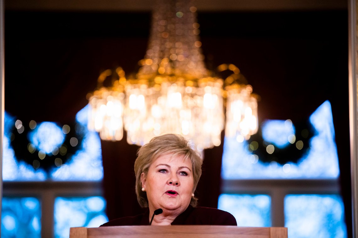 OSLO, NORGE 20191217.
Statsminister Erna Solberg under halvårlig oppsummerende pressekonferanse i regjeringens representasjonsanlegg i Parkveien
Foto: Berit Roald / NTB scanpix OSLO, NORGE 20191217.
Statsminister Erna Solberg under halvårlig oppsummerende pressekonferanse i regjeringens representasjonsanlegg i Parkveien
Foto: Berit Roald / NTB scanpix