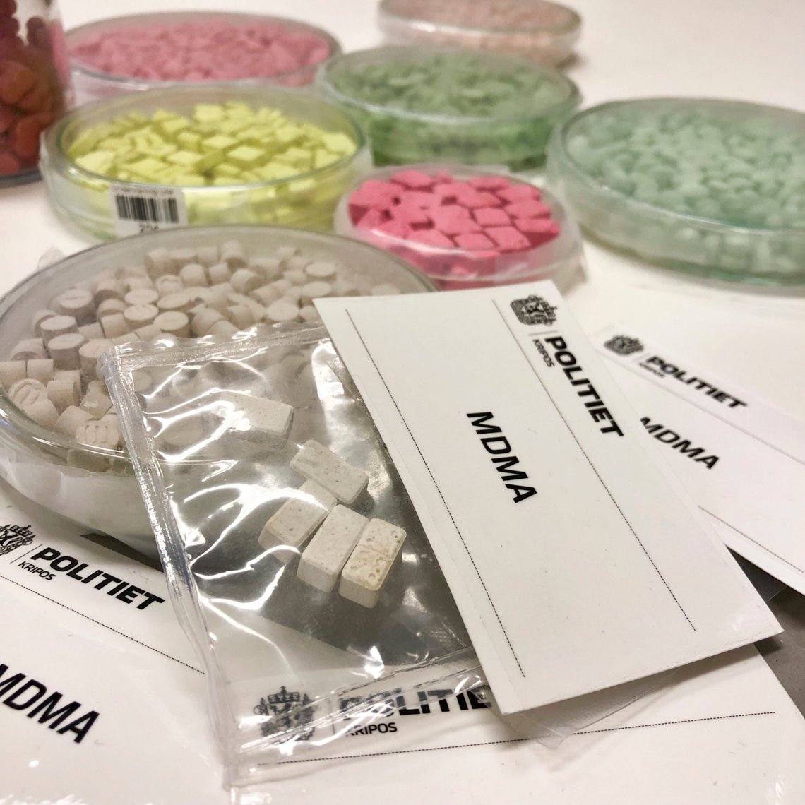 Oslo 20200202.
Politiet og tollvesenet gjør stadig færre beslag av narkotika, men ser en kraftig økning i omfanget av partydop, som MDMA og kokain.
Foto: Kripos / NTB scanpix Oslo 20200202.
Politiet og tollvesenet gjør stadig færre beslag av narkotika, men ser en kraftig økning i omfanget av partydop, som MDMA og kokain.
Foto: Kripos / NTB scanpix
